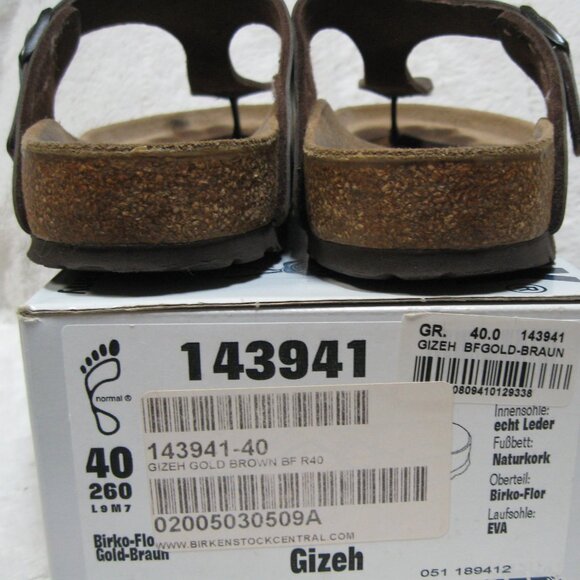 Birkenstock GIZEH Gold-Brown Birko Flor 40 R US W 9 M 7 USED - Picture 9 of 11